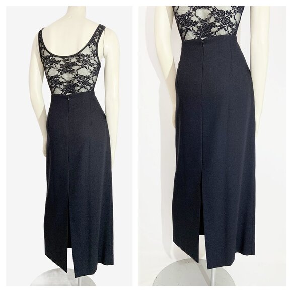 Vintage Black Wool Blend Maxi Skirt / size Medium-Large - Picture 3 of 5